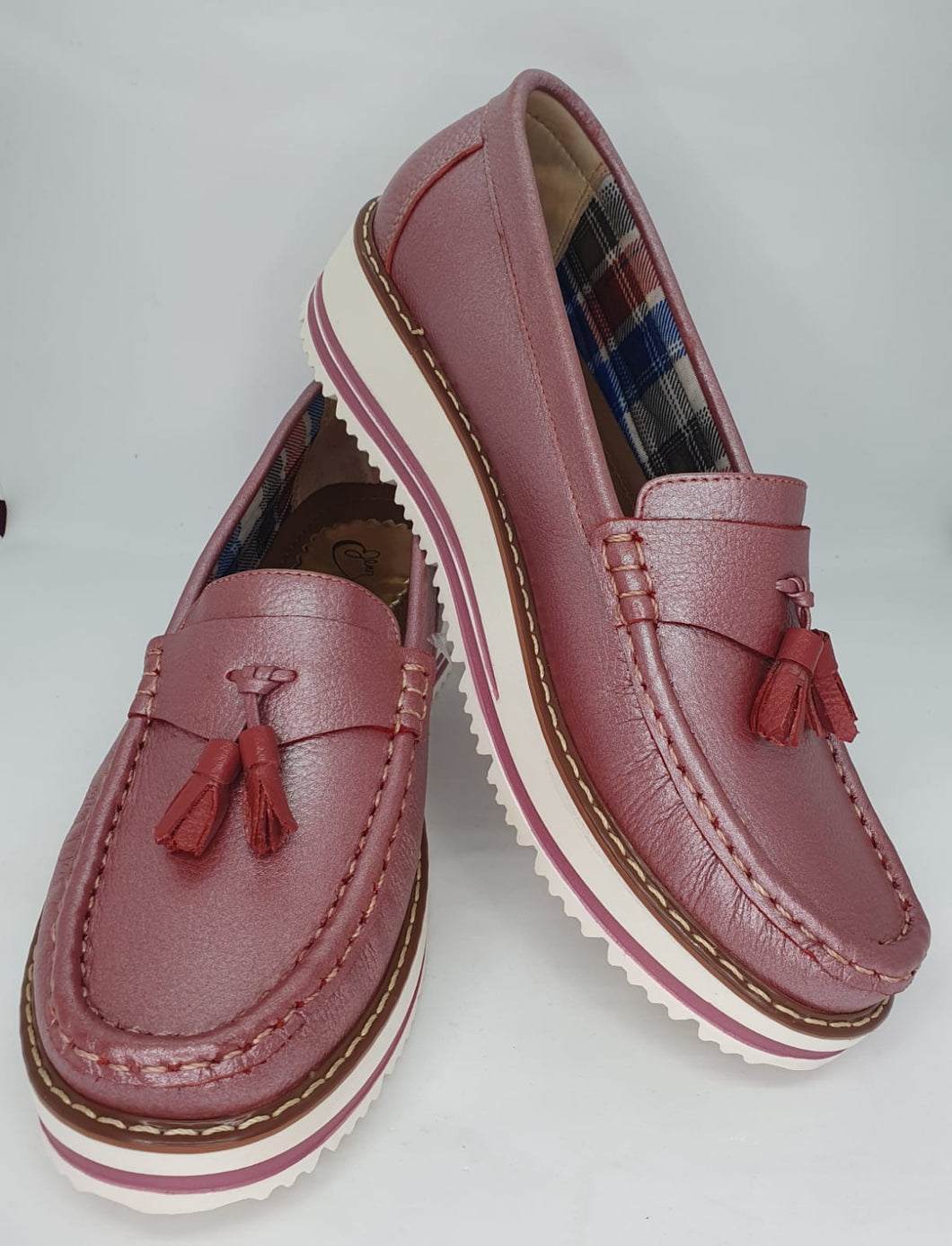 Mocasines de cuero rosa